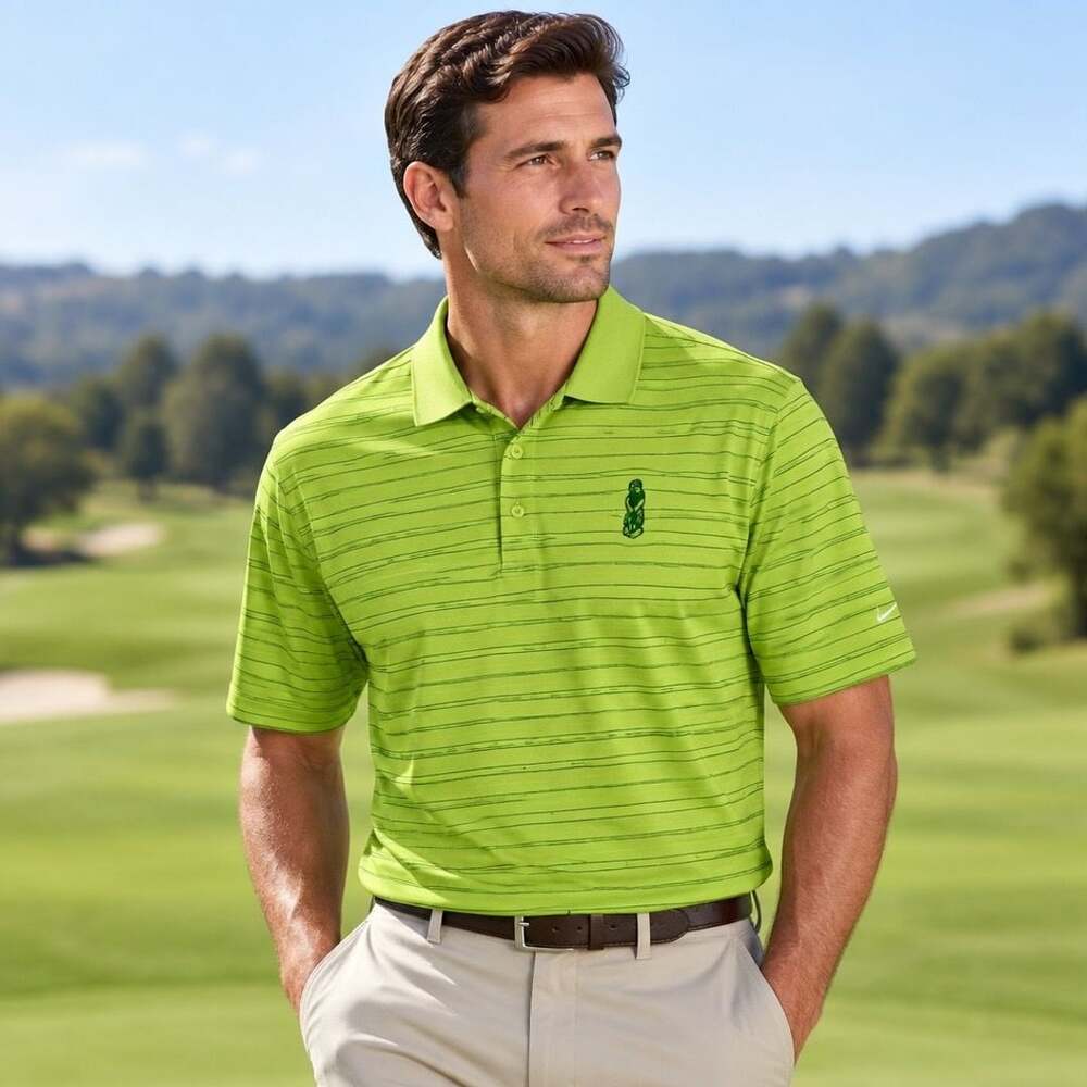 Nike Golf Polo Shirt Size XL Green Stripe Performance Fit Dry